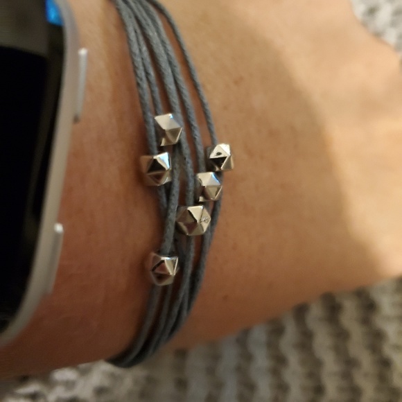 Adjustable Cord and Silver Bracelet - Picture 2 of 5